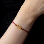 Fortune Jewel 999 Gold Good Luck Amulet Carved Design Handmade Strength Braided Rope Bracelet