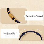 Fortune Jewel 999 Gold Good Luck Amulet Carved Design Handmade Strength Braided Rope Bracelet