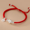 Buddha Stones Handmade 925 Sterling Silver Fu Character Auspicious Clouds Blessing Braided Rope Bracelet