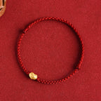 Fortune Jewel 999 Gold Chinese Lock Charm Fu Character Protection Handmade Rope Bracelet