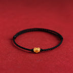 Fortune Jewel 999 Gold Chinese Lock Charm Fu Character Protection Handmade Rope Bracelet