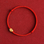 Fortune Jewel 999 Gold Chinese Lock Charm Fu Character Protection Handmade Rope Bracelet