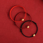 Fortune Jewel 999 Gold Chinese Lock Charm Fu Character Protection Handmade Rope Bracelet
