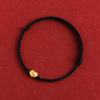 Fortune Jewel 999 Gold Chinese Lock Charm Fu Character Protection Handmade Rope Bracelet