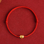 Fortune Jewel 999 Gold Chinese Lock Charm Fu Character Protection Handmade Rope Bracelet