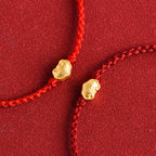 Fortune Jewel 999 Gold Chinese Lock Charm Fu Character Protection Handmade Rope Bracelet