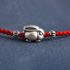 Fortune Jewel Handmade 999 Sterling Silver Rabbit Luck Rope Bracelet Anklet