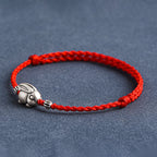 Fortune Jewel Handmade 999 Sterling Silver Rabbit Luck Rope Bracelet Anklet
