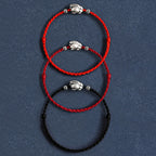 Fortune Jewel Handmade 999 Sterling Silver Rabbit Luck Rope Bracelet Anklet