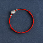Fortune Jewel Handmade 999 Sterling Silver Rabbit Luck Rope Bracelet Anklet