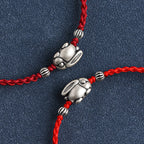 Fortune Jewel Handmade 999 Sterling Silver Rabbit Luck Rope Bracelet Anklet