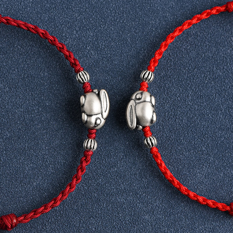 Fortune Jewel Handmade 999 Sterling Silver Rabbit Luck Rope Bracelet Anklet
