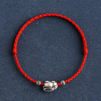 Fortune Jewel Handmade 999 Sterling Silver Rabbit Luck Rope Bracelet Anklet