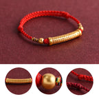 Fortune Jewel Handmade Alloy Heart Sutra Protection Strength Rope Bracelet Anklet