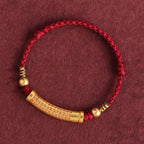 Fortune Jewel Handmade Alloy Heart Sutra Protection Strength Rope Bracelet Anklet