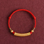 Fortune Jewel Handmade Alloy Heart Sutra Protection Strength Rope Bracelet Anklet