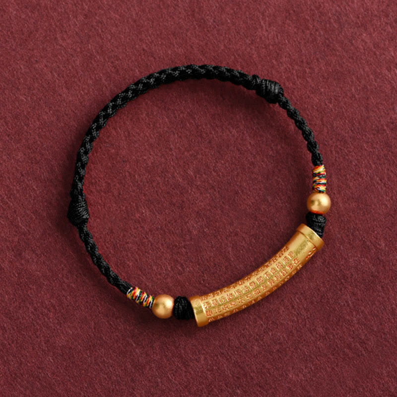 Fortune Jewel Handmade Alloy Heart Sutra Protection Strength Rope Bracelet Anklet