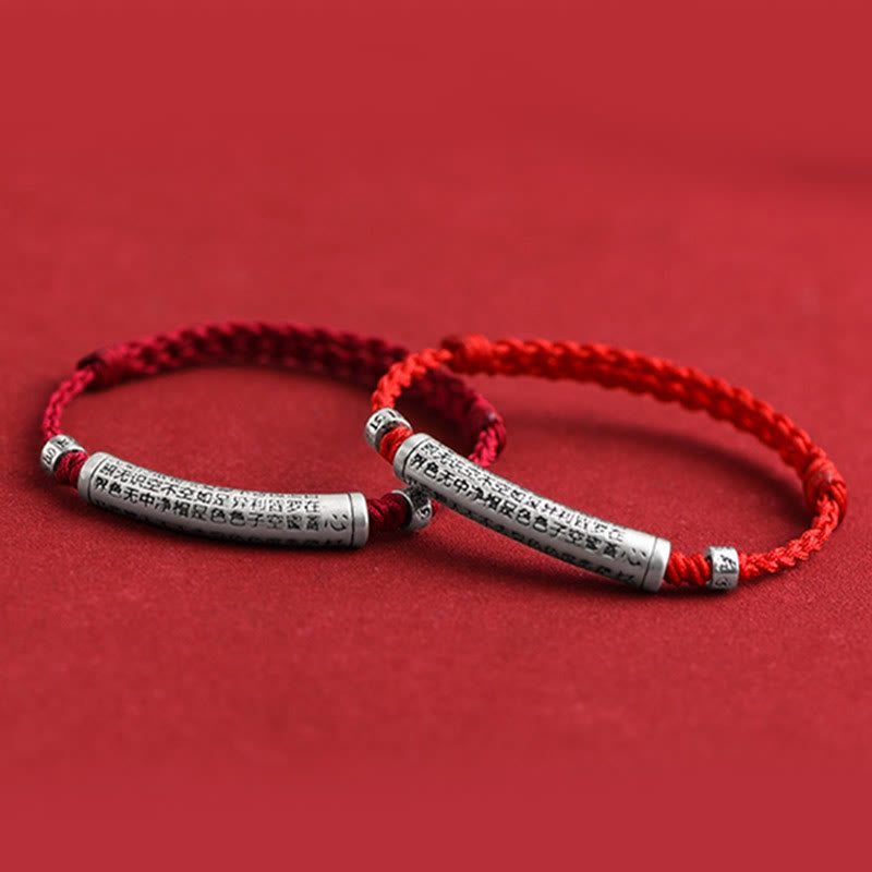 Fortune Jewel Handmade 999 Sterling Silver Om Mani Padme Hum Heart Sutra Carved Luck Rope Bracelet Anklet