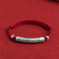 Fortune Jewel Handmade 999 Sterling Silver Om Mani Padme Hum Heart Sutra Carved Luck Rope Bracelet Anklet