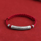 Fortune Jewel Handmade 999 Sterling Silver Om Mani Padme Hum Heart Sutra Carved Luck Rope Bracelet Anklet