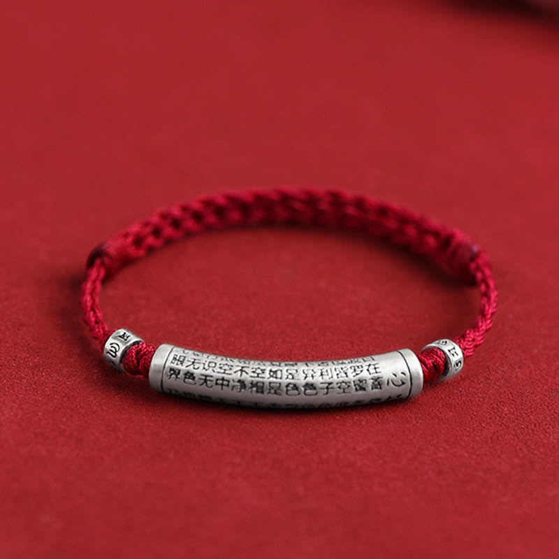 Fortune Jewel Handmade 999 Sterling Silver Om Mani Padme Hum Heart Sutra Carved Luck Rope Bracelet Anklet