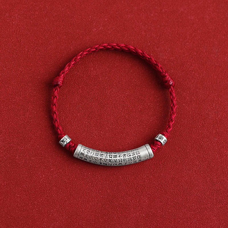 Fortune Jewel Handmade 999 Sterling Silver Om Mani Padme Hum Heart Sutra Carved Luck Rope Bracelet Anklet