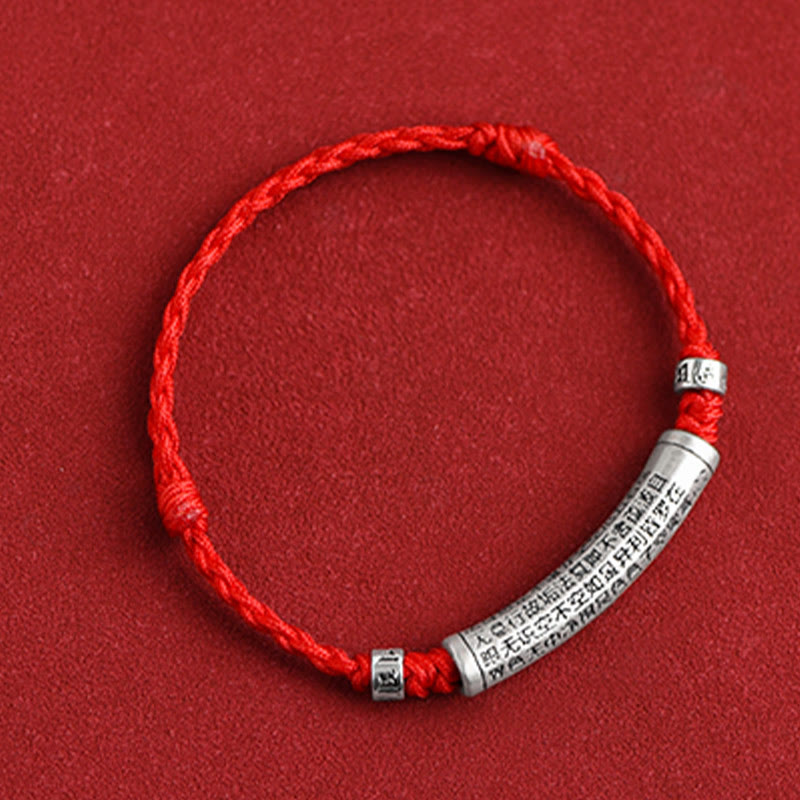 Fortune Jewel Handmade 999 Sterling Silver Om Mani Padme Hum Heart Sutra Carved Luck Rope Bracelet Anklet