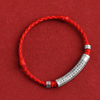 Fortune Jewel Handmade 999 Sterling Silver Om Mani Padme Hum Heart Sutra Carved Luck Rope Bracelet Anklet