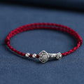 Fortune Jewel Handmade 999 Sterling Silver Fu Character Wish Ruyi Handle Fortune Rope Bracelet Anklet