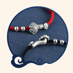 Fortune Jewel Handmade 999 Sterling Silver Fu Character Wish Ruyi Handle Fortune Rope Bracelet Anklet