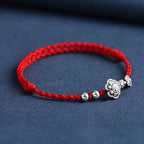 Fortune Jewel Handmade 999 Sterling Silver Fu Character Wish Ruyi Handle Fortune Rope Bracelet Anklet