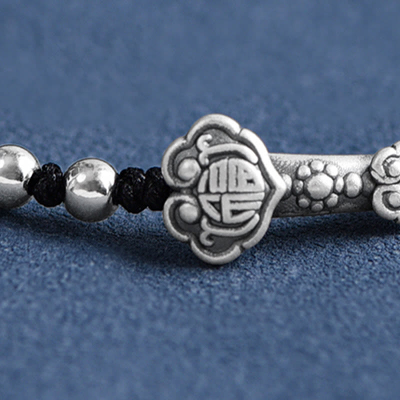 Fortune Jewel Handmade 999 Sterling Silver Fu Character Wish Ruyi Handle Fortune Rope Bracelet Anklet