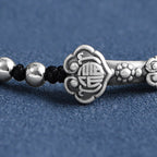 Fortune Jewel Handmade 999 Sterling Silver Fu Character Wish Ruyi Handle Fortune Rope Bracelet Anklet