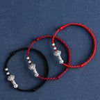 Fortune Jewel Handmade 999 Sterling Silver Fu Character Wish Ruyi Handle Fortune Rope Bracelet Anklet