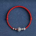 Fortune Jewel Handmade 999 Sterling Silver Fu Character Wish Ruyi Handle Fortune Rope Bracelet Anklet