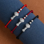 Fortune Jewel Handmade 999 Sterling Silver Fu Character Wish Ruyi Handle Fortune Rope Bracelet Anklet