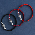 Fortune Jewel Handmade 999 Sterling Silver Fu Character Wish Ruyi Handle Fortune Rope Bracelet Anklet
