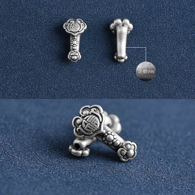 Fortune Jewel Handmade 999 Sterling Silver Fu Character Wish Ruyi Handle Fortune Rope Bracelet Anklet