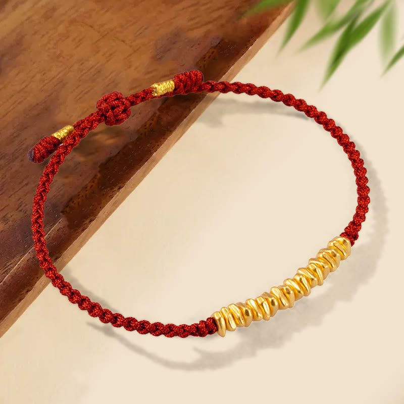 Fortune Jewel 999 Gold Small Gold Pieces Design Handmade Protection Braided Rope Bracelet
