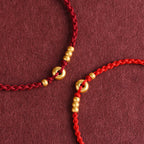 Fortune Jewel 999 Gold Small Peace Buckle Design Handmade Luck Braided Rope Bracelet Anklet