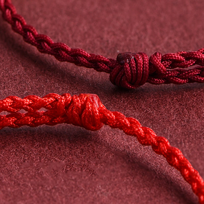Fortune Jewel 999 Gold Small Peace Buckle Design Handmade Luck Braided Rope Bracelet Anklet