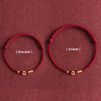 Fortune Jewel 999 Gold Small Peace Buckle Design Handmade Luck Braided Rope Bracelet Anklet