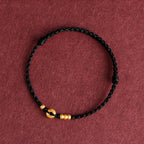Fortune Jewel 999 Gold Small Peace Buckle Design Handmade Luck Braided Rope Bracelet Anklet