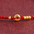 Fortune Jewel 999 Gold Small Peace Buckle Design Handmade Luck Braided Rope Bracelet Anklet