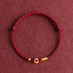 Fortune Jewel 999 Gold Small Peace Buckle Design Handmade Luck Braided Rope Bracelet Anklet