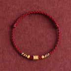 Fortune Jewel 999 Gold Small Bucket Shape Design Handmade Luck Braided Rope Bracelet Anklet
