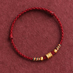 Fortune Jewel 999 Gold Small Bucket Shape Design Handmade Luck Braided Rope Bracelet Anklet