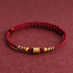 Fortune Jewel 999 Gold Small Bucket Shape Design Handmade Luck Braided Rope Bracelet Anklet