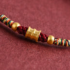 Fortune Jewel 999 Gold Small Bucket Shape Design Handmade Luck Braided Rope Bracelet Anklet