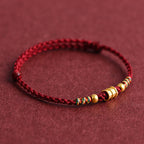 Fortune Jewel 999 Gold Small Bucket Shape Design Handmade Luck Braided Rope Bracelet Anklet
